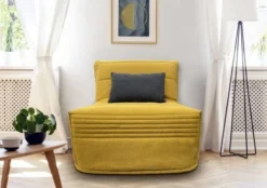 Magasin De Chaises -Magasin De Chaises fauteuil convertible 1 place en tissu jaune moutarde 1