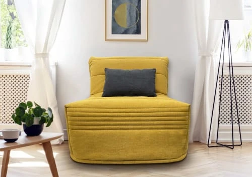 DIVA SALON Fauteuils Fauteuil Convertible 1 Place En Tissu Jaune Moutarde 2 DIVA SALON Fauteuils Fauteuil Convertible 1 Place En Tissu Jaune Moutarde – Image 2