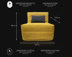 DIVA SALON Fauteuils Fauteuil Convertible 1 Place En Tissu Jaune Moutarde 10 DIVA SALON Fauteuils Fauteuil Convertible 1 Place En Tissu Jaune Moutarde -Magasin De Chaises fauteuil convertible 1 place en tissu jaune moutarde 4