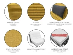 DIVA SALON Fauteuils Fauteuil Convertible 1 Place En Tissu Jaune Moutarde 11 DIVA SALON Fauteuils Fauteuil Convertible 1 Place En Tissu Jaune Moutarde -Magasin De Chaises fauteuil convertible 1 place en tissu jaune moutarde 5