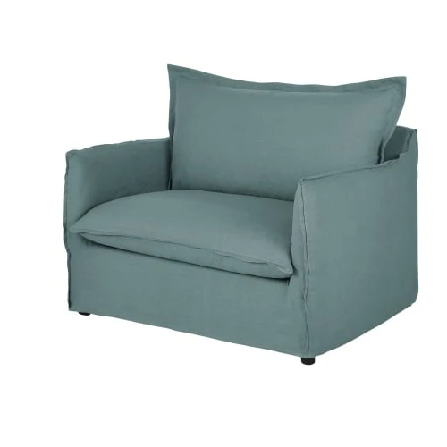 Fauteuil convertible en lin froissé bleu céladon Maisons Du Monde Fauteuils Fauteuil Convertible En Lin Froissé Bleu Céladon -Magasin De Chaises fauteuil convertible en lin froisse bleu celadon 1000 13 6 201480 3