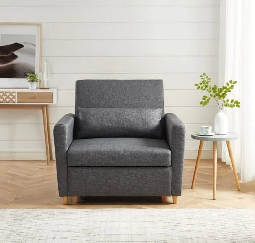Fauteuil convertible en tissu 1 place gris Baita Fauteuils Fauteuil Convertible En Tissu 1 Place Gris -Magasin De Chaises fauteuil convertible en tissu 1 place gris 1