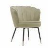 Baita Fauteuils Fauteuil Coquillage En Velours 1 Place Beige Et Doré