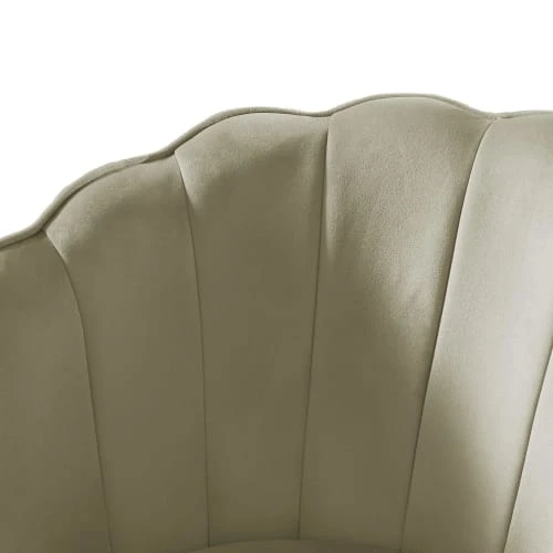 Fauteuil coquillage en velours 1 place beige et doré Baita Fauteuils Fauteuil Coquillage En Velours 1 Place Beige Et Doré -Magasin De Chaises fauteuil coquillage en velours 1 place beige et dore 2