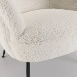 MACABANE Fauteuils Fauteuil Cosy Tissu Bouclette Blanc Pieds Métal Noir -Magasin De Chaises fauteuil cosy tissu bouclette blanc pieds metal noir 4
