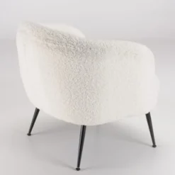 MACABANE Fauteuils Fauteuil Cosy Tissu Bouclette Blanc Pieds Métal Noir -Magasin De Chaises fauteuil cosy tissu bouclette blanc pieds metal noir 5