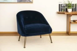 PIB Fauteuils Fauteuil Crapaud En Velours Bleu -Magasin De Chaises fauteuil crapaud en velours bleu 1