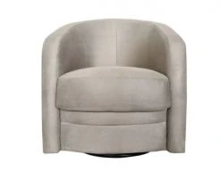 DIVA SALON Fauteuils Fauteuil Crapaud Pivotant 1 Place En Tissu Beige CrĂšme