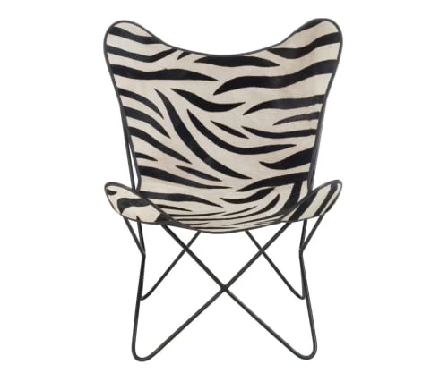 Fauteuil cuir papillon motifs zébrés Meubles & Design Fauteuils Fauteuil Cuir Papillon Motifs Zébrés -Magasin De Chaises fauteuil cuir papillon motifs zebres 1