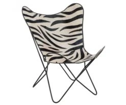 Meubles & Design Fauteuils Fauteuil Cuir Papillon Motifs Zébrés