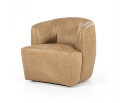 Meubles & Design Fauteuils Fauteuil Cuir Rond Design Beige