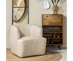 Meubles & Design Fauteuils Fauteuil Cuir Rond Design Blanc -Magasin De Chaises fauteuil cuir rond design blanc 5