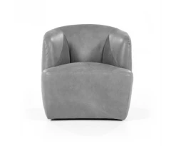 Meubles & Design Fauteuils Fauteuil Cuir Rond Design Gris -Magasin De Chaises fauteuil cuir rond design gris 2