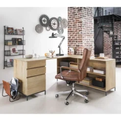 Maisons Du Monde Chaises De Bureau Fauteuil De Bureau à Roulettes En Cuir Marron Et Métal -Magasin De Chaises fauteuil de bureau a roulettes en cuir marron et metal 1000 9 4 155763 6