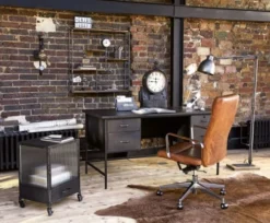 Maisons Du Monde Chaises De Bureau Fauteuil De Bureau à Roulettes En Cuir Marron Et Métal -Magasin De Chaises fauteuil de bureau a roulettes en cuir marron et metal 1000 9 4 155763 8