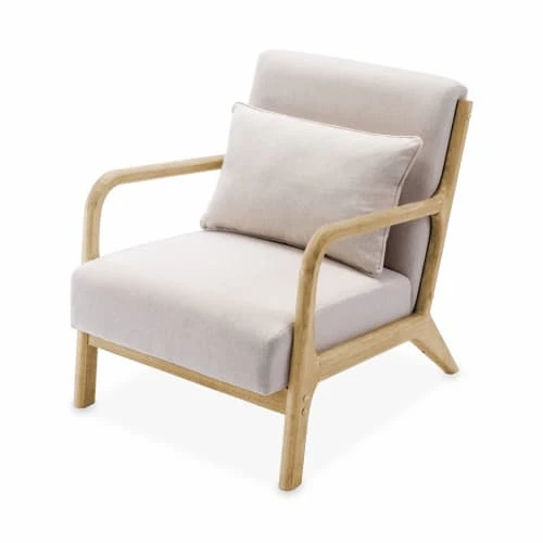 Fauteuil design beige en bois et tissu Alice's Garden Fauteuils Fauteuil Design Beige En Bois Et Tissu -Magasin De Chaises fauteuil design beige en bois et tissu