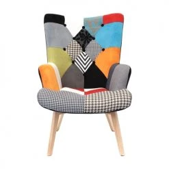 The Home Deco Factory Fauteuils Fauteuil Design Coloré Patchwork -Magasin De Chaises fauteuil design colore patchwork 4
