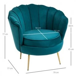 Homcom Fauteuils Fauteuil Design Coquillage Pieds Dorés Effilés Velours Bleu Canard 2 Homcom Fauteuils Fauteuil Design Coquillage Pieds Dorés Effilés Velours Bleu Canard -Magasin De Chaises fauteuil design coquillage pieds dores effiles velours bleu canard 2