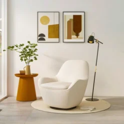 Drawer Fauteuils Fauteuil Design En Tissu Bouclette Beige -Magasin De Chaises fauteuil design en tissu bouclette beige 5