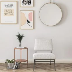 Drawer Fauteuils Fauteuil Design En Tissu Bouclette Et Métal Ecru -Magasin De Chaises fauteuil design en tissu bouclette et metal ecru 5