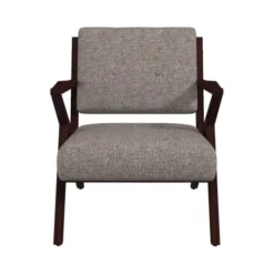 Drawer Fauteuils Fauteuil Design En Tissu Et Bois Foncé Taupe -Magasin De Chaises fauteuil design en tissu et bois fonce taupe 2