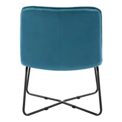 Moloo Fauteuils Fauteuil Design Velours Bleu Canard Pieds Métal Noir -Magasin De Chaises fauteuil design velours bleu canard pieds metal noir 9