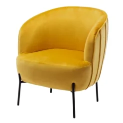 Moloo Fauteuils Fauteuil Design Velours Curry Pieds Métal Noir