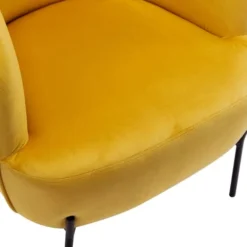 Moloo Fauteuils Fauteuil Design Velours Curry Pieds Métal Noir -Magasin De Chaises fauteuil design velours curry pieds metal noir 3