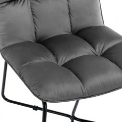 Moloo Fauteuils Fauteuil Design Velours Gris Pieds Métal Noir -Magasin De Chaises fauteuil design velours gris pieds metal noir 3