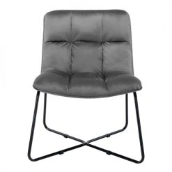 Moloo Fauteuils Fauteuil Design Velours Gris Pieds Métal Noir -Magasin De Chaises fauteuil design velours gris pieds metal noir 4