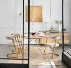 Maisons Du Monde Fauteuils Fauteuil écru Chiné Et Métal Coloris Laiton -Magasin De Chaises fauteuil ecru chine et metal coloris laiton 1000 5 24 187804 11