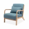 Alice's Garden Fauteuils Fauteuil En Bois Avec Tissu Bleu 65x 80x79cm