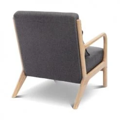 Alice's Garden Fauteuils Fauteuil En Bois Avec Tissu Gris Foncé 65x 80x79cm -Magasin De Chaises fauteuil en bois avec tissu gris fonce 65x 80x79cm 2
