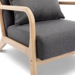 Alice's Garden Fauteuils Fauteuil En Bois Avec Tissu Gris Foncé 65x 80x79cm -Magasin De Chaises fauteuil en bois avec tissu gris fonce 65x 80x79cm 3