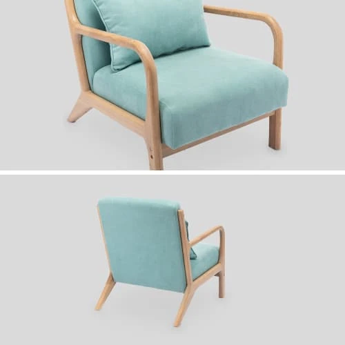 Alice's Garden Fauteuils Fauteuil En Bois Avec Tissu Vert D'eau 65x 80x79cm 5 Alice's Garden Fauteuils Fauteuil En Bois Avec Tissu Vert D'eau 65x 80x79cm – Image 5