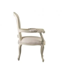 MOYCOR Fauteuils Fauteuil En Bois D'acajou Blanc Et Revêtement En Polyester Blanc -Magasin De Chaises fauteuil en bois d acajou blanc et revetement en polyester blanc 2