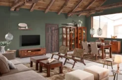 Magasin De Chaises -Magasin De Chaises fauteuil en bois marron et beige 1