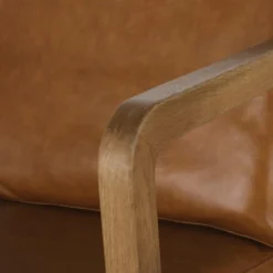 Maisons Du Monde Fauteuils Fauteuil En Cuir De Vache Marron Et Bois De Chêne -Magasin De Chaises fauteuil en cuir de vache marron et bois de chene 1000 2 3 222141 4