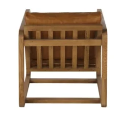 Maisons Du Monde Fauteuils Fauteuil En Cuir De Vache Marron Et Bois De Chêne -Magasin De Chaises fauteuil en cuir de vache marron et bois de chene 1000 2 3 222141 5