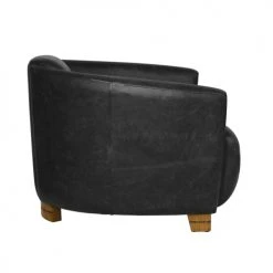 Now’s Home Fauteuils Fauteuil En Cuir De Vache Noir -Magasin De Chaises fauteuil en cuir de vache noir 5
