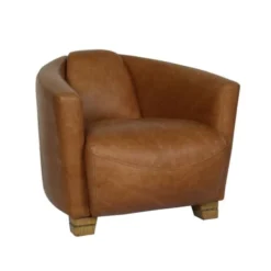 Now’s Home Fauteuils Fauteuil En Cuir De Vache Noisette