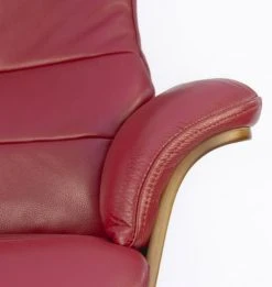 My New Design Fauteuils Fauteuil En Cuir Et Bois Chêne Naturel - Cuir Rouge -Magasin De Chaises fauteuil en cuir et bois chene naturel cuir rouge 4