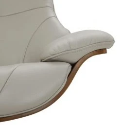 My New Design Fauteuils Fauteuil En Cuir Et Chêne Naturel - Cuir Gris -Magasin De Chaises fauteuil en cuir et chene naturel cuir gris 3