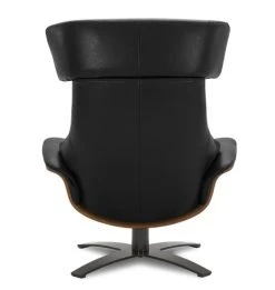 My New Design Fauteuils Fauteuil En Cuir Et Chêne Naturel - Cuir Noir -Magasin De Chaises fauteuil en cuir et chene naturel cuir noir 2