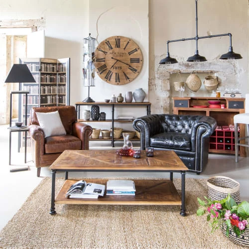 Fauteuil en cuir marron effet vieilli Maisons Du Monde Fauteuils Fauteuil En Cuir Marron Effet Vieilli -Magasin De Chaises fauteuil en cuir marron effet vieilli 1000 1 25 116383 13