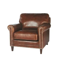 Maisons Du Monde Fauteuils Fauteuil En Cuir Marron Effet Vieilli