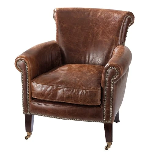 Maisons Du Monde Fauteuils Fauteuil En Cuir Marron Effet Vieilli -Magasin De Chaises fauteuil en cuir marron effet vieilli 1000 9 24 104984 11
