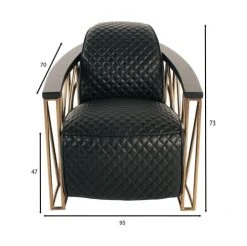 Now’s Home Fauteuils Fauteuil En Cuir Matelassé Noir Structure En Inox Cuivré 5 Now’s Home Fauteuils Fauteuil En Cuir Matelassé Noir Structure En Inox Cuivré -Magasin De Chaises fauteuil en cuir matelasse noir structure en inox cuivre 5