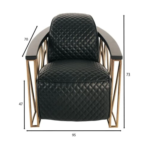 Fauteuil en cuir matelassé noir structure en inox cuivré Now’s Home Fauteuils Fauteuil En Cuir Matelassé Noir Structure En Inox Cuivré -Magasin De Chaises fauteuil en cuir matelasse noir structure en inox cuivre 5