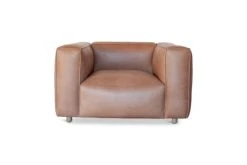 PIB Fauteuils Fauteuil En Cuir Pleine Fleur Marron